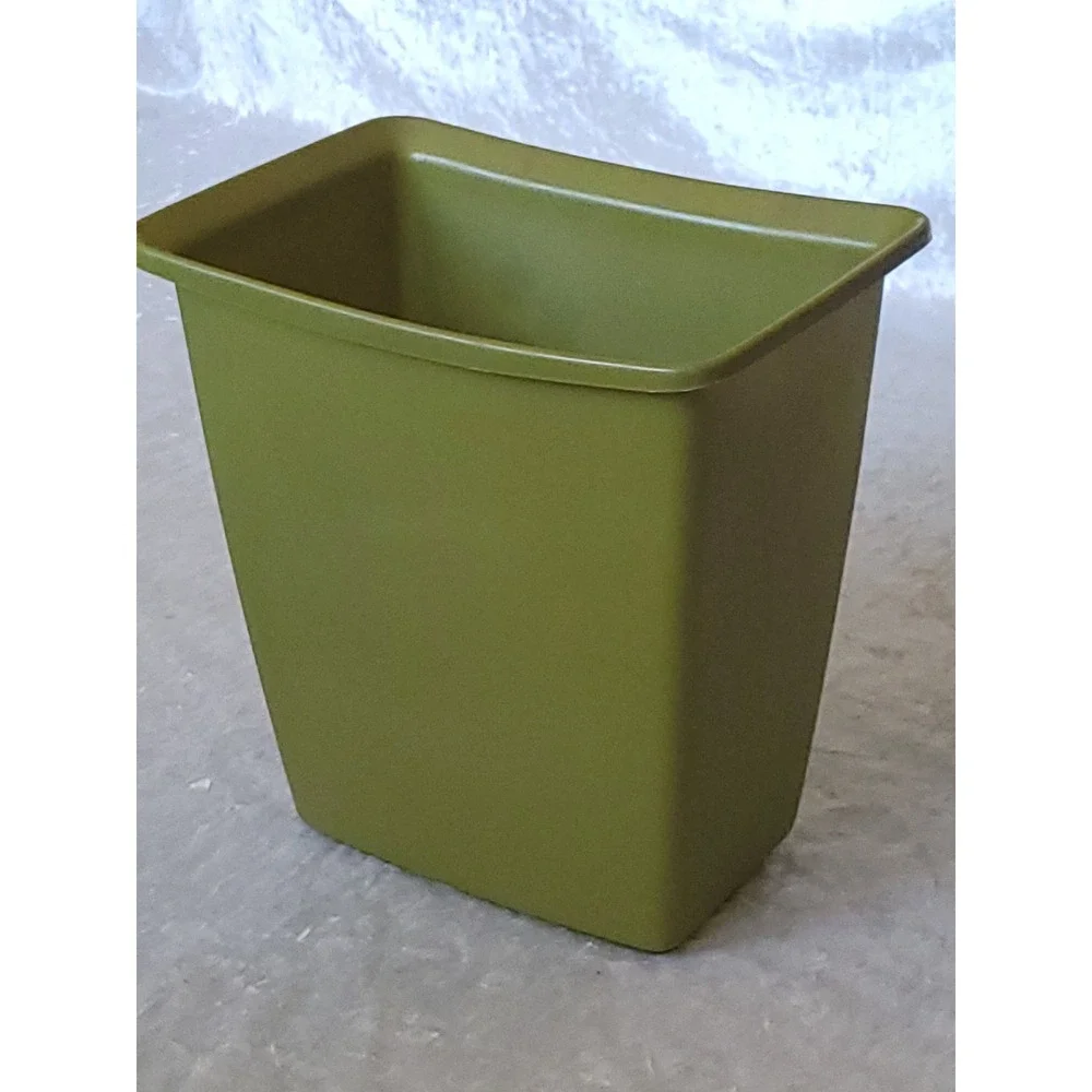 Vtg Rubbermaid Avocado Green Wastebasket 2959 Floral Trash Can Retro Decor 70s